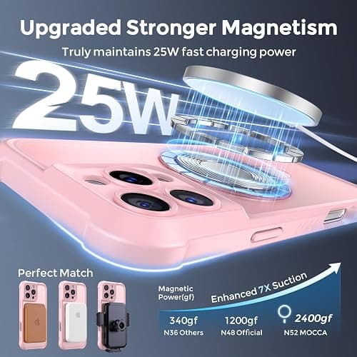 MOCCA Design for iPhone 16 Pro Case with Magnetic Invisible Stand [Full Camera Protection] [Compatible with Magsafe] Military Drop Shockproof Translucent Matte Phone Case Cover 6.3",Pink - iPhone 16 Pro 6.3inch - Pink thumbnail 2