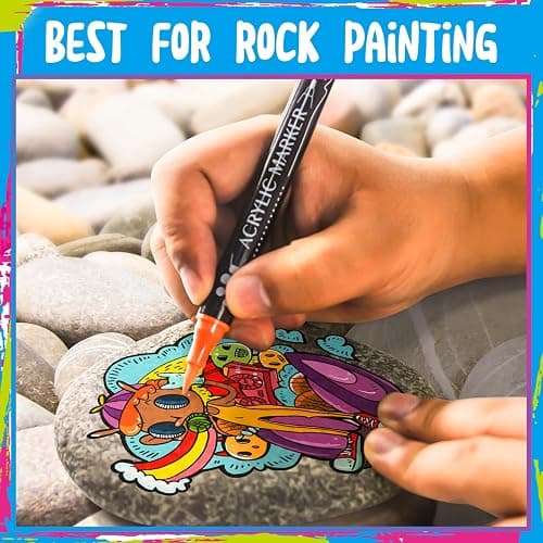 30 Colors Dual Tip Acrylic Paint Markers,Fine Tip and Brush Tip Permanent Acrylic Paint Pens For Rock Painting, Canvas, Wood, Glass, Ceramic, Fabric, Plastic, Egg, Scrapbook,Art Painting Supplies Kit thumbnail 4