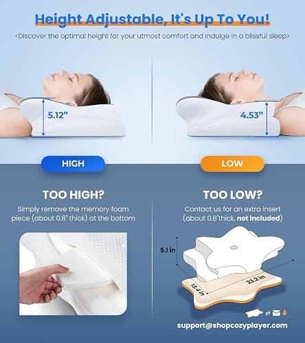 Ultra Pain Relief Cooling Pillow for Neck Support, Adjustable Cervical Pillow Cozy Sleeping, Odorless Ergonomic Contour Memory Foam Pillows, Orthopedic Bed Pillow for Side Back Stomach Sleeper thumbnail 4