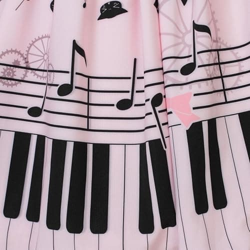 Hugme Pink Polyester Lace Piano Keybord Printed Lolita Skirt thumbnail 6