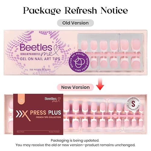 Beetles X Press Plus French Tip Nails - Camellia French | Pink Short Squoval Press On Nails | 16 Sizes 224 Pcs Natural Salon Quality Gel Nail Tips thumbnail 8