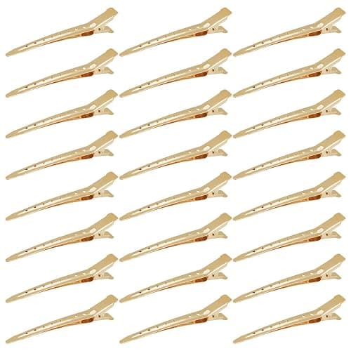 24 Packs Duck Bill Clips, Bantoye 3.35 Inches Rustproof Metal Alligator Curl Clips with Holes for Hair Styling, Hair Coloring, Gold thumbnail 6