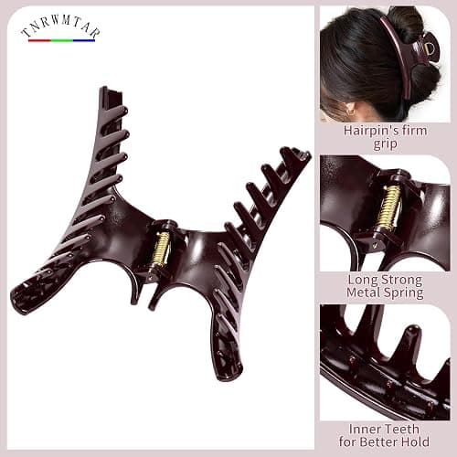 Hair Clips for Women,Claw Clips for Thick Hair,Hair Clips for Styling,Cute & Stylish Hair Accessories for Women Everyday Use (dark burgundy) thumbnail 4