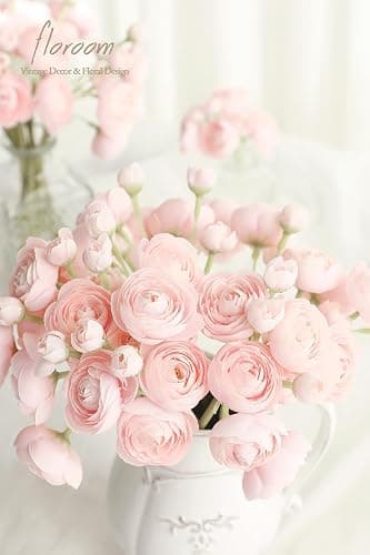 Floroom Ranunculus Artificial Flowers 18 Pcs Blush Faux Silk Mini Ranunculus Bulk Fake Wedding Filler Flowers for DIY Pink Bouquets, Centerpieces, Bridal Shower Decorations & Arrangements thumbnail 5
