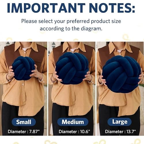 Sioloc Soft Knot Ball Pillows,Round Throw Pillow Cushion Home Decoration Plush Pillow,Throw Knotted Pillow Handmade Round Plush Pillow（7.8inches,Navy） thumbnail 7