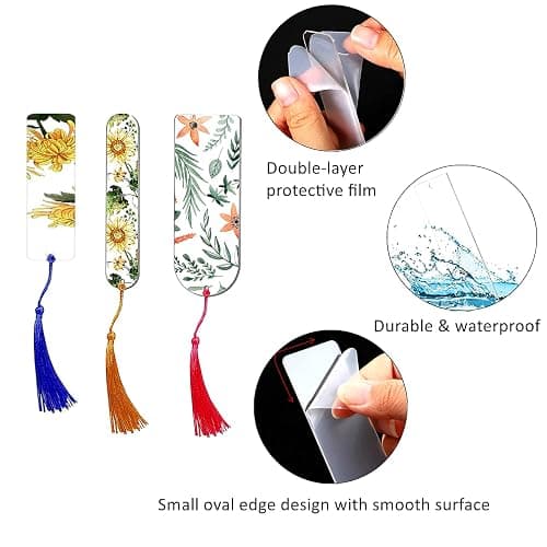 30Pcs Clear Acrylic Bookmark Blanks with Tassels, 3 Shapes DIY Craft Kit | 30Sets Bookmark Making Kits, Smooth Edge Clear Acrylic Blanks, Different Color Tassels,for DIY Book Marks Tags Handmade Gifts thumbnail 3
