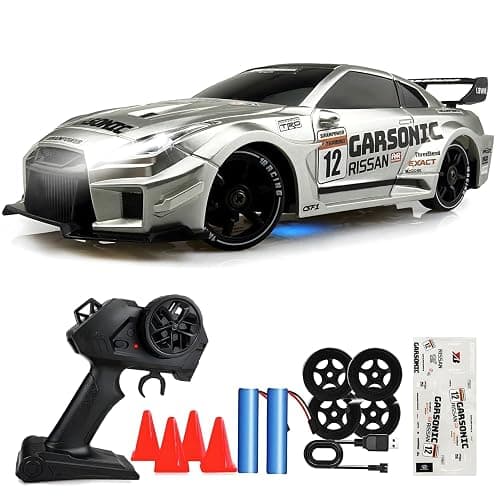 XGUICHEEN RC Drift Car, 1:24 Scale Remote Control Vehicle with LED Lights,Drifting Tires＆Two Batteries, Racing Sports Toy Idea Gift for Adults Boys Girls and Kids - Image 1