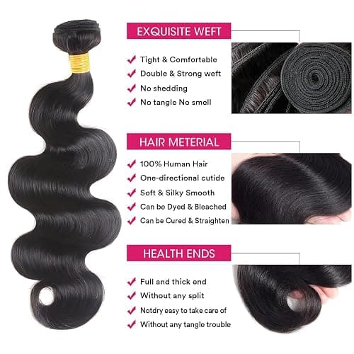 12A Human Hair Bundles Body Wave Bundles Human Hair 18 20 22 Inch 100% Unprocessed Brazilian Virgin Hair Body Wave 3 Bundles Deals Real Human Hair Extensions For Black Women Natural Black thumbnail 2