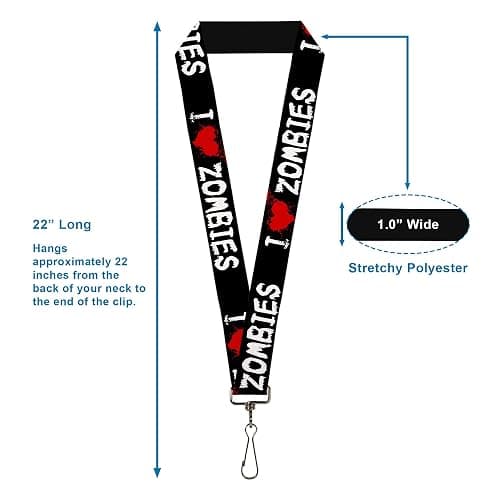 Buckle-Down Lanyard - 1.0" - I "heart" Zombies Bloody Splatter Black/whi Accessory thumbnail 3