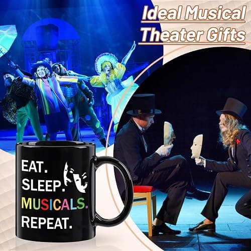 YHRJWN Theater Gifts, Broadway Gifts, Christmas Birthday Theater Day Gift for Theater Lovers, Teen Girls, Theatre Kids, Music Teacher, Actors, 11 Oz Black thumbnail 4