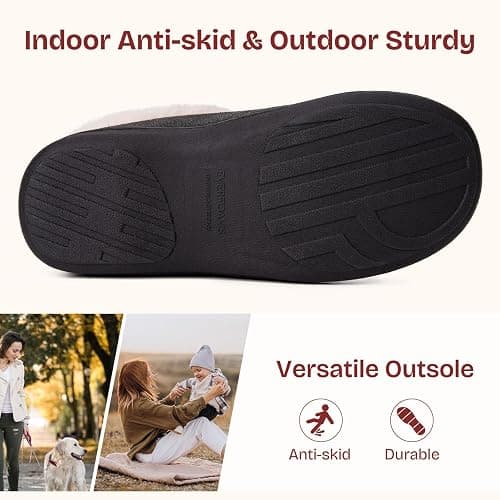 EverFoams Women's Microsuede Cozy Memory Foam Winter Slippers with Fuzzy Faux Fur Collar and Indoor Outdoor Rubber Sole thumbnail 6