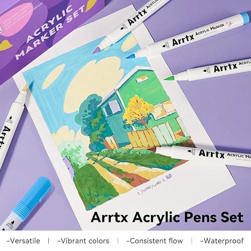 Arrtx 30 Colors Acrylic Paint Pens for Rock Painting, Extra Brush Tip, Water Based Paint Markers for Stone, Glass, Easter Egg, Wood and Fabric Painting-No Toxic,No Odor thumbnail 4