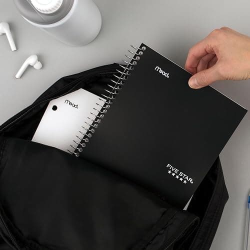 Five Star Spiral Notebook, 2 Subject, College Ruled Paper, 6" x 9-1/2", 80 Sheets, Fights Ink Bleed, Water Resistant Cover, Black (840029AA2-ECM) thumbnail 8