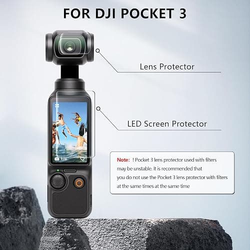 FPVtosky 2 Lens Protector + 2 LCD Screen Protector for DJI Osmo Pocket 3, DJI Pocket 3 OP3 Tempered Glass Film Accessories, 9H Hardness, Touch Sensitive, Full Screen Protection thumbnail 2