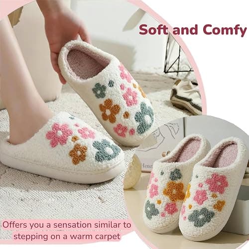 Cute House Slippers for Women Men Warm Cozy House Shoes Fuzzy Home Slippers with Memory Foam Indoor and Outdoor thumbnail 4