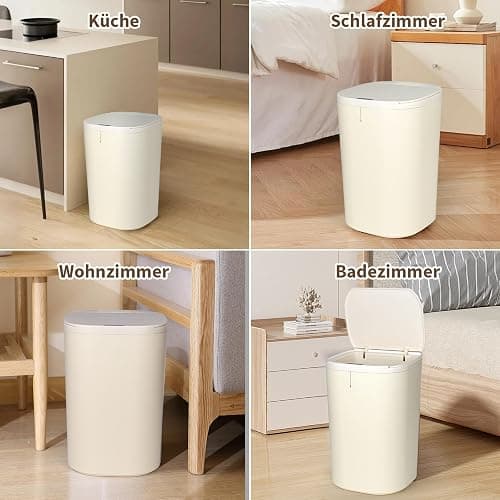 SternSinn 20L Mülleimer mit Sensor, Elektrischer Mülleimer mit Deckel, Automatisches Öffnen und Schließen, Wasserdicht, für Schlafzimmer, Badezimmer, Küche, Büro (Weiß) thumbnail 7
