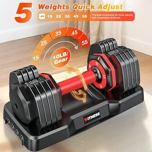 XDDIAS Adjustable Dumbbell Set of 2, 25/55/80LB Dumbbell Set-Fast Adjust Weights Set, 5/10/16 in 1 Free Weights Dumbbells Set with Anti-Slip Metal Handle, Compact Size for Men/Women Home Gym Equipment thumbnail 2