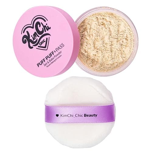 Kimchi Chic Beauty Puff Puff Pass Set and Bake Setting Powder for Makeup, Extra Fluffy Loose Face Powder Poof, Soft Natural Face Makeup for Uneven Skin Tone, 02 Banana thumbnail 7