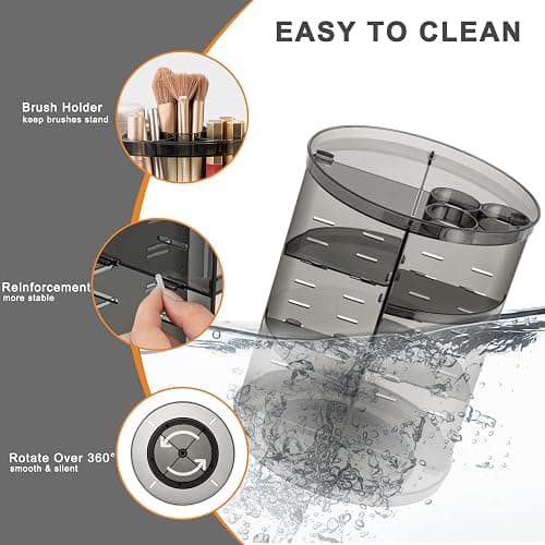 Rotating Makeup Organizer, DIY 8 Adjustable Layers Spinning Skincare Organizers, 360 Cosmetic Display Case with Brush and Perfume Holder, Makeup Desk Storage Carousel for Vanity Bathroom Countertop thumbnail 4