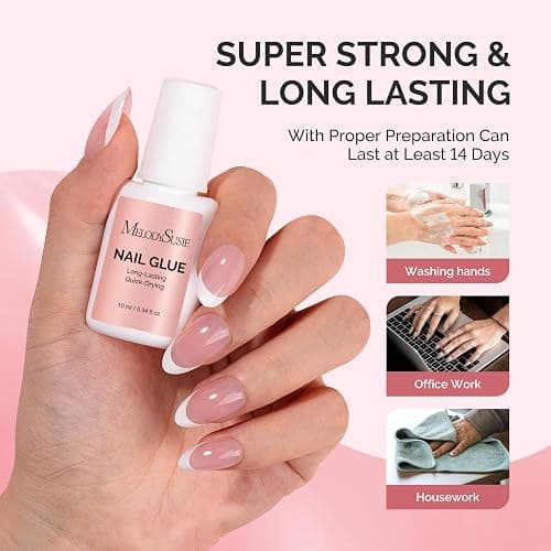 MelodySusie Nail Glue for Press on Nails Acrylic Nail Tips Quick-Drying Super Strong Long Lasting Adhesive for Fake Nails No UV Lamp Needed with Easy Application 10ml thumbnail 5