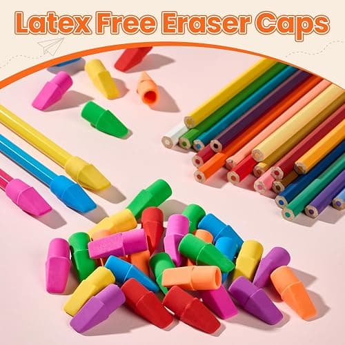 Sooez 120 Pack Pencil Top Erasers, Cap Pencil Eraser Toppers, Studying Supplies for Teachers Classroom Must Haves Pencil Erasers, 7 Colors thumbnail 6