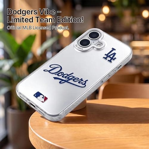 KOYOEY MLB Los Angeles Dodgers Phone Case, Shockproof Protective Cover for iPhone 16, Silver-Plated Back with Raised Camera Protection, LA Dodgers Gift thumbnail 4