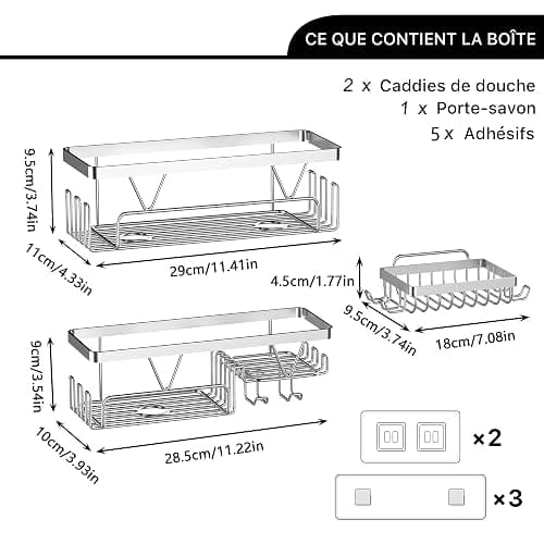 Kegii Shower Shelf without Drilling – Bathroom Storage with Soap Dish, Suitable for Bathrooms and Kitchens thumbnail 6