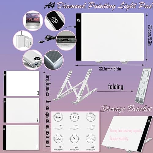 NLXCXUCY 158pcs Diamond Art Accessories Kit All-Inclusive Diamond Painting Tool Set with A4 Diamond Painting Light Pad,Diamond Art Sealer Glue,Diamond Correction,Pens Storage Box for DIY Craft thumbnail 2