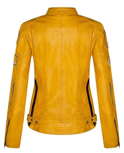 Womens Leather Biker Casual Racing Moto Badges Jacket thumbnail 3