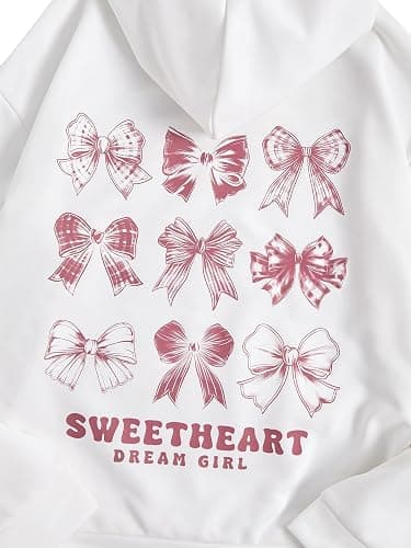 Verdusa Mommy and Me Matching Outfits Bow Letter Graphic Hoodie Lightweight Sweatshirts Cute Preppy Coquette Tops thumbnail 4