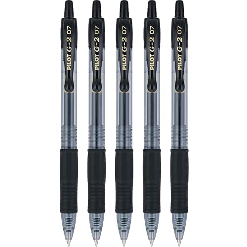 Pilot G2 Pens, Premium Refillable and Retractable Rolling Ball Gel Pens, Fine Point, 0.7mm, Black Ink, 5-Pack thumbnail 7