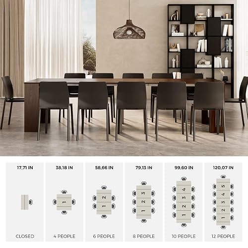 Mobili Fiver, Easy, Extendable Console Table with Extension Leaves Holder, 17.7(120.1) x35.4 in, Walnut, for 4-12 People, Space Saving Dining Table for Entrance, Living Room, Italian Furniture thumbnail 6