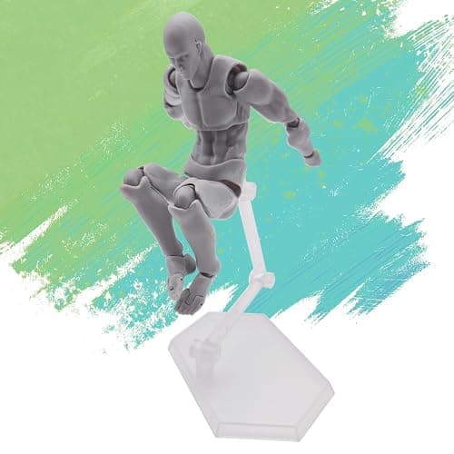 Haniforever Artists Manikin Art Mannequin Figures Supplies Drawing Tools,Small Drawing Figure Model for Sketching,Painting,Artist Male+Female Set(Grey) thumbnail 2