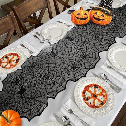 Halloween Table Runner, Black Lace Spider Web Table Runners for Halloween Decor/Party Dinner Table Decoration 18 x 72Inch thumbnail 6