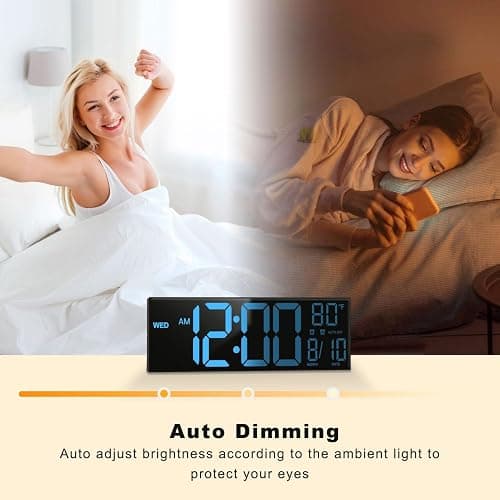 JALL 16" Large Digital Wall Mount Clock, Count Down Timer, Alarm, Big LED, 8 RGB Color, DST, Temperature for Living Room Classroom Desk, Xmas, Birthday Gift for Senior Mom Dad (Black, 16 inches) thumbnail 6