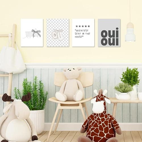JINYO Coquette Grey Bow Trendy Bathroom Wall Art Prints Set of 4, Preppy Girly Aesthetic Grey Wall Decor Posters Pictures for Girls Bathroom Washroom Restroom, 8x10 Unframed - Wall Art poster(grey) thumbnail 4