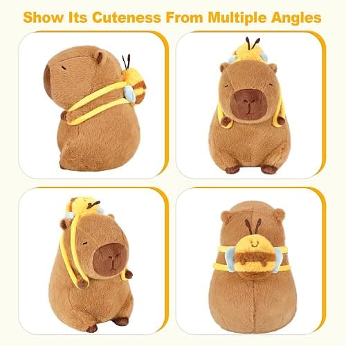 Ditucu Cute Capybara Plush with Bee Backpack Kawaii Capibara Stuffed Animal Toys Plushies Gifts for Kids Brown 17 inch thumbnail 6