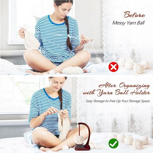 HEH Wooden Yarn Holder for Knitting and Crocheting, Magnetic Yarn Ball Holder with Anti-Slip Pads, Yarn Holder Spinner for DIY Crafts, Crochet Gift for Knitting Lovers thumbnail 3