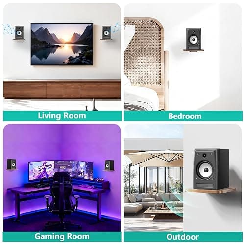 WALI Speaker Wall Mount, Heavy Duty Bookshelf Speaker Floating Wall Shelves, Surround Sound Speakers Stand for Living Room, Home Theater and Gaming Room, Holds up to 55 Lbs, (SWM302), 1 Pair, Wood thumbnail 5