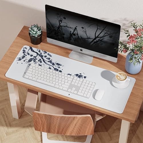 EFISH Japanese Plum Blossoms Mouse Pad (31.5 × 11.8 × 0.12 inch) Extended Large Mouse Mat Desk Pad, Stitched Edges Mousepad,Non-Slip Rubber Base,Gaming Mouse Pad XL thumbnail 7