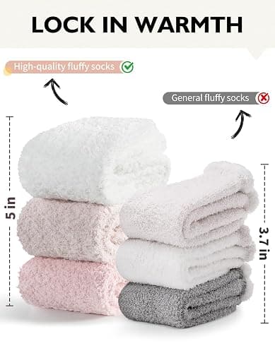 CLOSEMATE Warm & Cozy Fuzzy Socks Gifts for Women Soft Coral Fluffy Sleeping Slipper Socks thumbnail 5