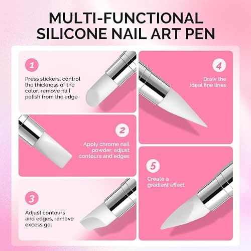 MelodySusie 5 Pcs Nail Art Sculpture Pen Acrylic Dual Tipped Brushes for Resin Nail Art Tools for Design Nail Foil Carving Drawing Effect Shaping Drawing Nail Tools for Home Salon thumbnail 4