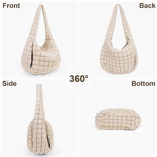 Juoxeepy Quilted Tote Bag Large Carryall Puffer Shoulder Bag Lightweight Padding Hobo Bag thumbnail 6
