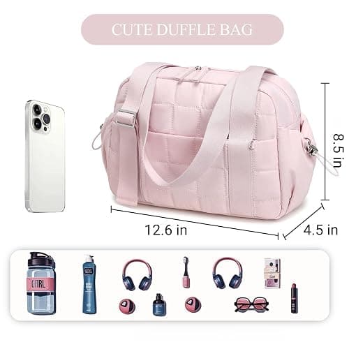 CAMTOP Mini Gym Bag for Women, Small Gym Tote Bag Puffy Quilted Sports Duffel Bag with Wet Compartment and Coin Purse Duffel Bags Dance Yoga Workout Bag for Gifts thumbnail 4