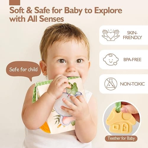 hahaland Libro Bebe Juguetes Bebes 0 3 6 Meses, Libro de Tela Blandos para Bebe Recien Nacido, Animales Interactivo Libro Sensorial para Bebes 6-12 Meses thumbnail 5