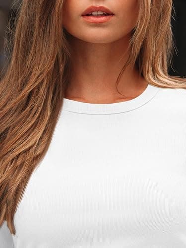 AUTOMET Women's Ribbed Long Sleeve Basic Top - Soft Stretch Crewneck Shirt for Work & Casual thumbnail 6