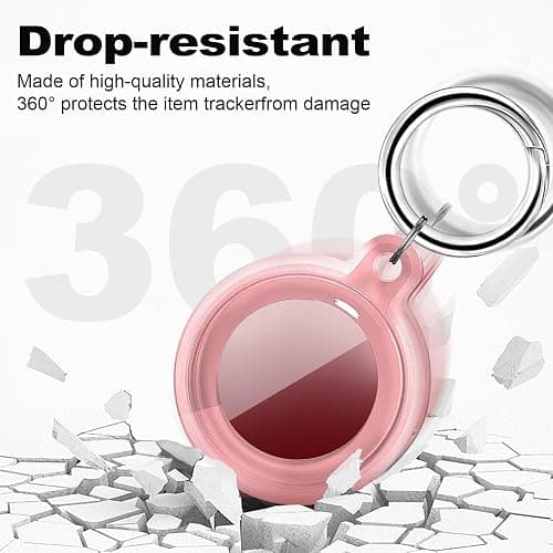 Foweroty 1|2|4 Pack IPX8 Waterproof Case for AirTag (2nd & 1st Gen), Full Body Holder Keychain, Anti-Scratch Cover for Apple Air Tags, Luggage, Pet Collar, Car Keys, Kids, Clear Pink thumbnail 3