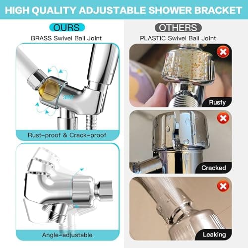 6-Setting Shower Head with Handheld, JDO High Pressure Hand held Shower Head, 4.7 Inch Chrome Detachable Showerhead Set with 59 Inch Stainless Steel Hose and Adjustable Showerhead Holder thumbnail 4