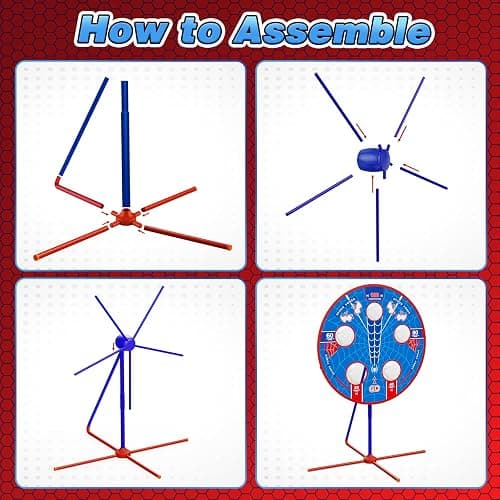 Spider Upgraded 2-in-1 Shooting Games Toys: Rotating Target, 2 Air Blasters & 24 Foam Balls, Bean Bag Toss Game for Kids, Indoor Outdoor Yard Party Games for Boys Girls 4 5 6 7 8 9 10+ Year Old Gift thumbnail 8