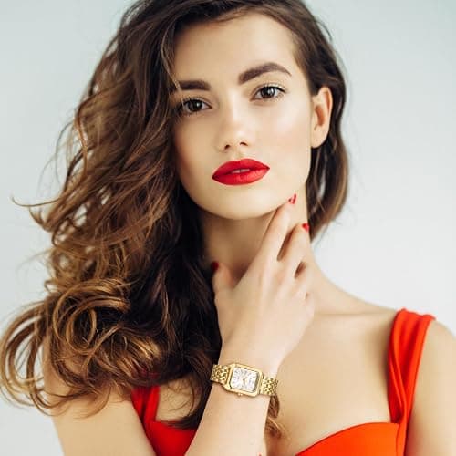 Avaner Women's Bracelet Square Watches: Gold Silver Stainless Steel Strap Analog Quartz Elegant Wrist Watches thumbnail 2